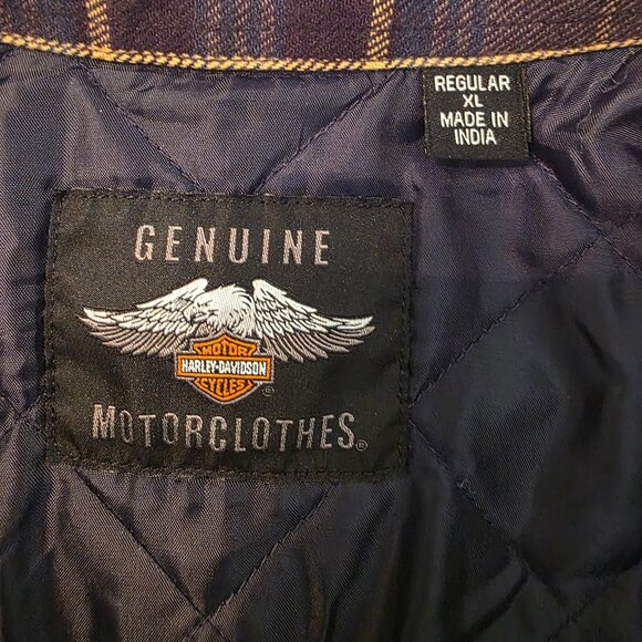 Harley Davidson Plaid Flannel Shirt Jacket. Size XL - Picture 4 of 10